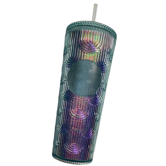 Starbucks Venti Mermaid Green Iridescent Rainbow Clear Tumbler 24 oz Summer 2022 - Picture 1 of 10
